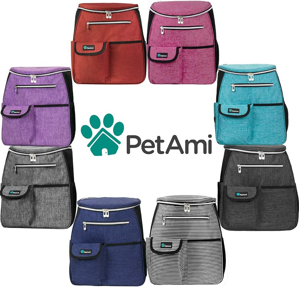 Dog Travel Bag Backpack, 27L Airline Approved Pet Supplies Organizer with 2 Food Containers, 2 Collapsible Bowls & Poop Bag Dispenser, Weekend Road Trip Camping Dog Mom Gift, Pink