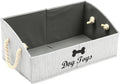 Large Dog Toy Bin Puppy Shallow Toy Basket Dog Toy Storage Perfect for Living Room Playroom Closet Home Organization - Grey Canvas