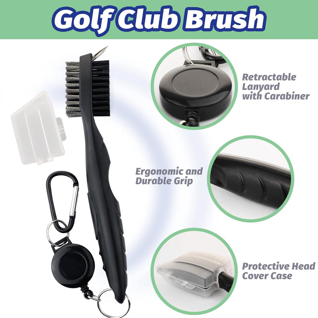 Golf Essentials Kit, 29 in 1 Golf Club Cleaning Kit - Golf Towel, Golf Club Brush, Gift Golf Balls, Golf Line Stencils and Pens, Golf Tee and Markers, Golf Divot Repair Tool - Golf Accessories for Men