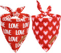 Valentine'S Day Dog Bandanas 2 Pack, Triangle Reversible Love Pet Scarf for Boy and Girl, Premium Durable Fabric, Holiday Mothers Day Bandana for Medium and Large Dogs (Large)