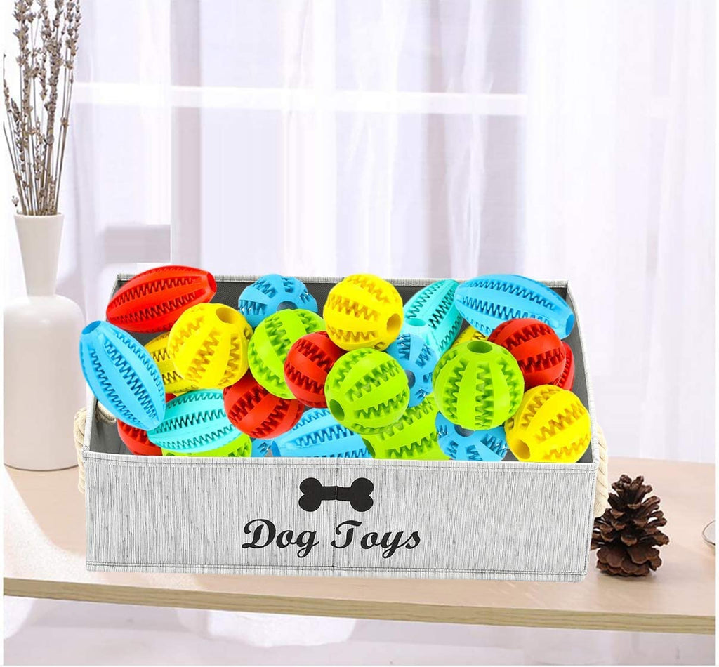Large Dog Toy Bin Puppy Shallow Toy Basket Dog Toy Storage Perfect for Living Room Playroom Closet Home Organization - Grey Canvas