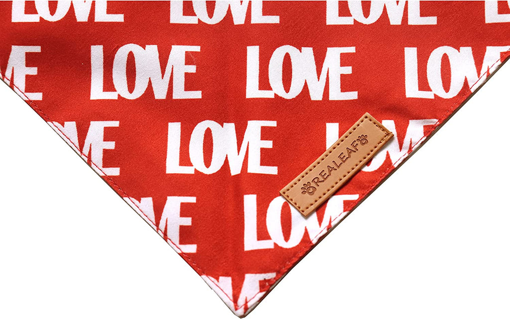 Valentine'S Day Dog Bandanas 2 Pack, Triangle Reversible Love Pet Scarf for Boy and Girl, Premium Durable Fabric, Holiday Mothers Day Bandana for Medium and Large Dogs (Large)