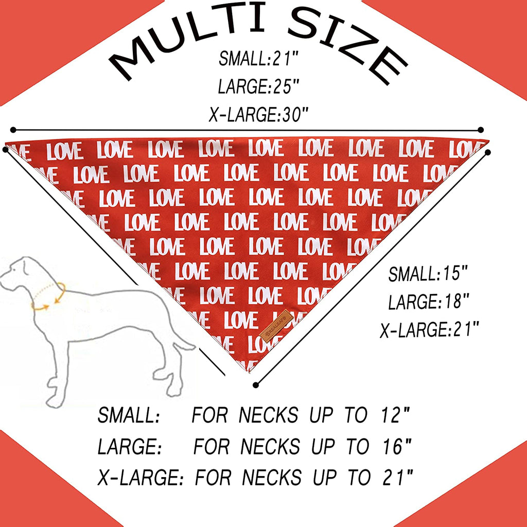 Valentine'S Day Dog Bandanas 2 Pack, Triangle Reversible Love Pet Scarf for Boy and Girl, Premium Durable Fabric, Holiday Mothers Day Bandana for Medium and Large Dogs (Large)