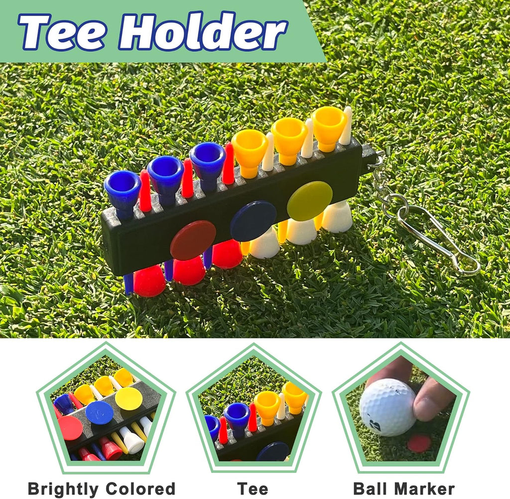 Golf Essentials Kit, 29 in 1 Golf Club Cleaning Kit - Golf Towel, Golf Club Brush, Gift Golf Balls, Golf Line Stencils and Pens, Golf Tee and Markers, Golf Divot Repair Tool - Golf Accessories for Men